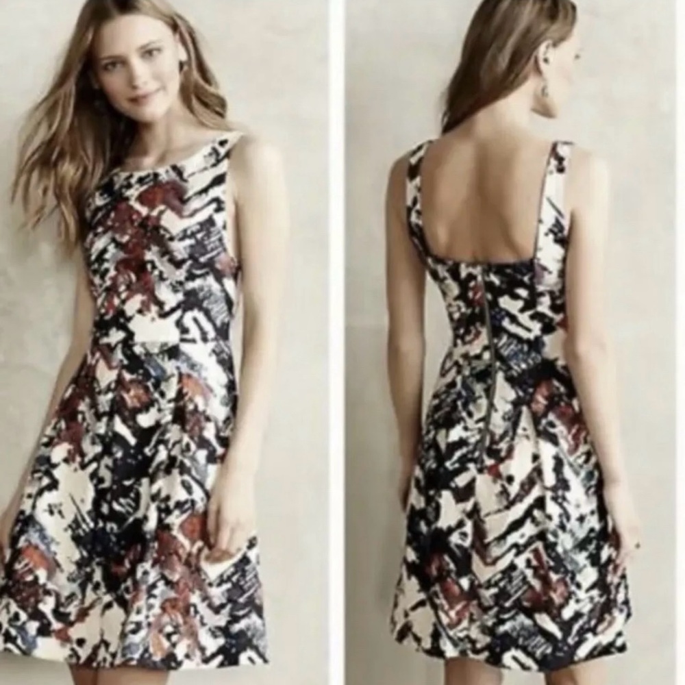 Maeve Anthropologie Multi Color Sleeveless Fit & Flare Mini Dress - Size Medium